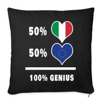 Europe et Italie 100% drapeaux fantastiques - Housse de coussin décorative 45 x 45 cm - noir - Devant