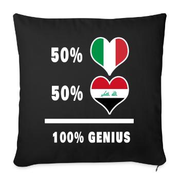 Irak et Italie 100% drapeaux fantastiques - Housse de coussin décorative 45 x 45 cm - noir - Devant
