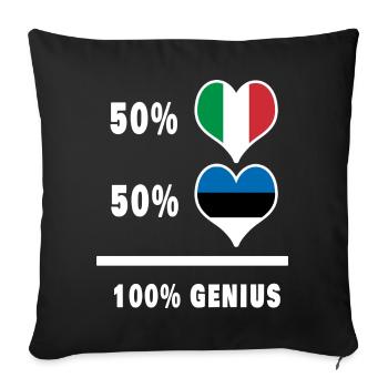 Estonie et Italie 100% drapeaux fantastiques - Housse de coussin décorative 45 x 45 cm - noir - Devant