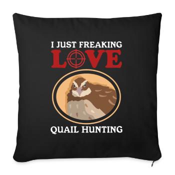 Chasse à la caille | Caille Chasseur de cailles Cadeau - Housse de coussin décorative 45 x 45 cm - noir - Devant