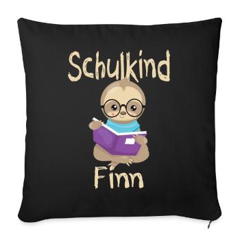 Schulkind Finn Faultier - Sofakissenbezug 45 x 45 cm - Schwarz - Vorne