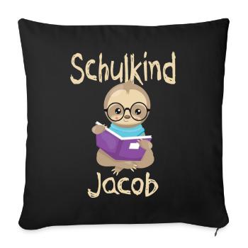Schulkind Jacob Faultier - Sofakissenbezug 45 x 45 cm - Schwarz - Vorne