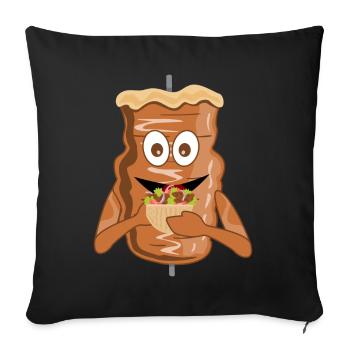 Döner fat kebab skewer kebab - Housse de coussin décorative 45 x 45 cm - noir - Devant