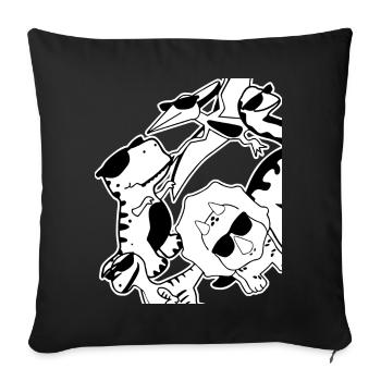 Dinosaurier mit Sonnenbrille Dinos - Sofakissenbezug 45 x 45 cm - Schwarz - Vorne