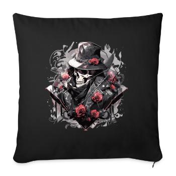 Crâne Crâne Crânes Crâne Squelette - Housse de coussin décorative 45 x 45 cm - noir - Devant