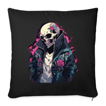Crâne Crâne Crânes Crâne Squelette - Housse de coussin décorative 45 x 45 cm - noir - Devant