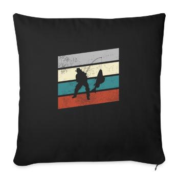 Fishing Retro - Sofa pillowcase 17,3'' x 17,3'' (45 x 45 cm) - black - Front