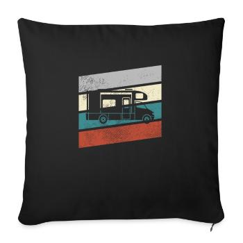 Camping Retro - Sofa pillowcase 17,3'' x 17,3'' (45 x 45 cm) - black - Front