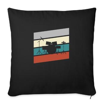 Batterie Rétro - Housse de coussin décorative 45 x 45 cm - noir - Devant