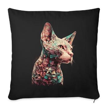 Abstract Geometric Sphynx Cat Breed Pet Lover - Sofa pillowcase 17,3'' x 17,3'' (45 x 45 cm) - black - Front
