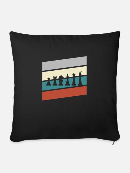 Schach Retro - Sofakissenbezug 45 x 45 cm - Schwarz
