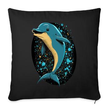 Mignon Cartoon Dolphin Lover Ocean Animal - Housse de coussin décorative 45 x 45 cm - noir - Devant