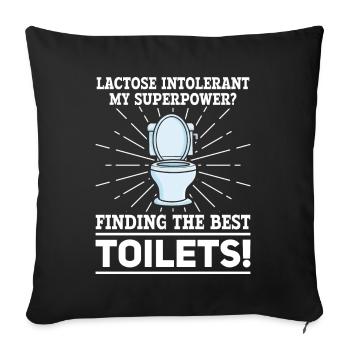 Laktose Intolerant Toiletten - Unverträglichkeit - Sofakissenbezug 45 x 45 cm - Schwarz - Vorne