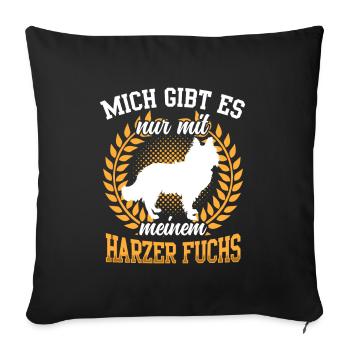 Nur mit Harzer Fuchs altdeutscher Hütefuchs - Sofakissenbezug 45 x 45 cm - Schwarz - Vorne