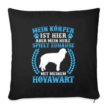 Spiele mit meinem Hovawart derber Bauernhund - Sofakissenbezug 45 x 45 cm - Schwarz - Vorne