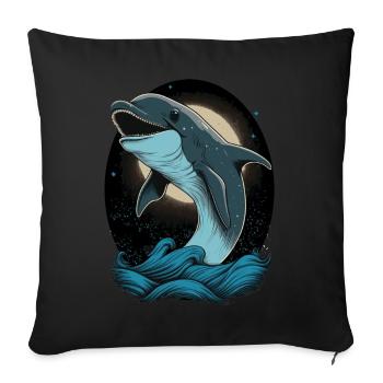 Cute Cartoon Dolphin Lover Funny Dolphin - Sofakissenbezug 45 x 45 cm - Schwarz - Vorne
