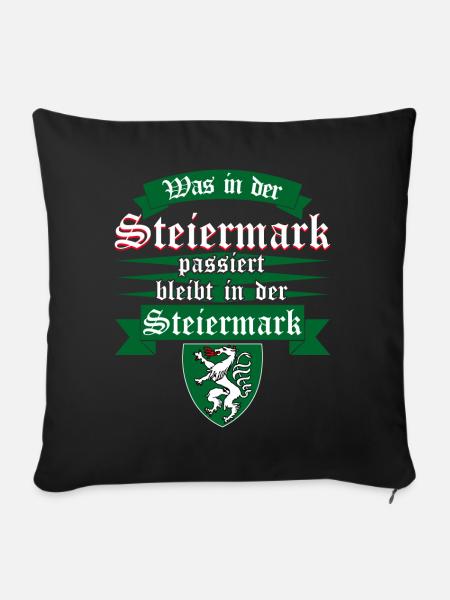 Steiermark Urlaub Österreich - Sofakissenbezug 45 x 45 cm - Schwarz