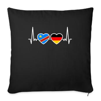 RD Congo Allemagne Heartbeat Flag Congolais - Housse de coussin décorative 45 x 45 cm - noir - Devant