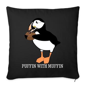 Puffin with muffin puffins - Sofa pillowcase 17,3'' x 17,3'' (45 x 45 cm) - black - Front