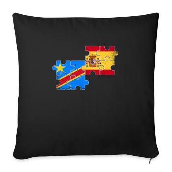 RD Congo Espagne Vintage Flag Espagnol Congolais - Housse de coussin décorative 45 x 45 cm - noir - Devant