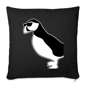 Puffin with sunglasses puffins - Sofa pillowcase 17,3'' x 17,3'' (45 x 45 cm) - black - Front