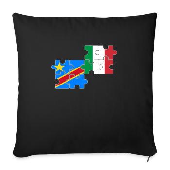 RD Congo Italie Drapeau Italien Congolais - Housse de coussin décorative 45 x 45 cm - noir - Devant