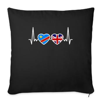 RD Congo UK Heartbeat Flag Congolais - Housse de coussin décorative 45 x 45 cm - noir - Devant