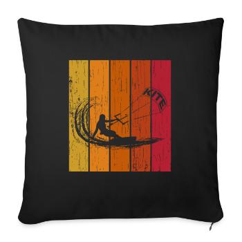 Retro Kite Kitesurfer - Sofa pillowcase 17,3'' x 17,3'' (45 x 45 cm) - black - Front