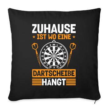 Zuhause Dartscheibe Hängt Hobby Dartspieler - Sofakissenbezug 45 x 45 cm - Schwarz - Vorne