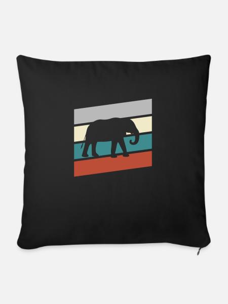 Elefant Retro - Sofakissenbezug 45 x 45 cm - Schwarz
