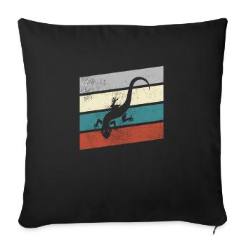 Lézard Rétro - Housse de coussin décorative 45 x 45 cm - noir - Devant