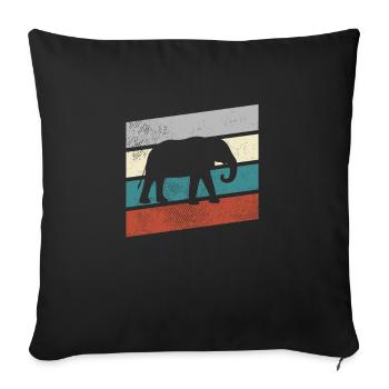 Elefant Retro - Sofakissenbezug 45 x 45 cm - Schwarz - Vorne