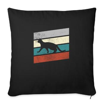 Chat Rétro - Housse de coussin décorative 45 x 45 cm - noir - Devant