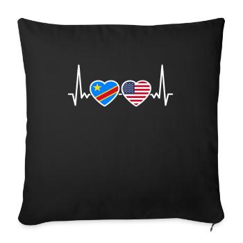 RD Congo USA heartbeat flag congolais - Housse de coussin décorative 45 x 45 cm - noir - Devant