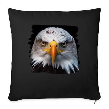 Aulne pygargue à tête blanche oiseau aigle pierre - Housse de coussin décorative 45 x 45 cm - noir - Devant