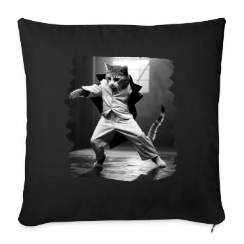 Chats Chat Chat Amoureux Drôles de Chats - Housse de coussin décorative 45 x 45 cm - noir - Devant