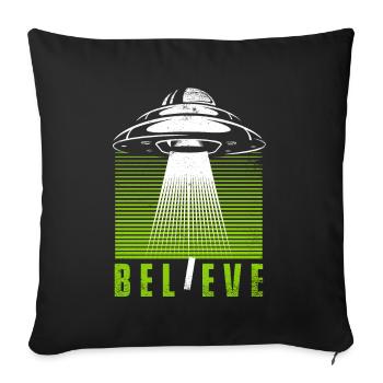 Croire conspiration Außerirdischer extraterrestre OVNI - Housse de coussin décorative 45 x 45 cm - noir - Devant
