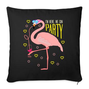 Flamingo Party Flamingos - Sofa pillowcase 17,3'' x 17,3'' (45 x 45 cm) - black - Front