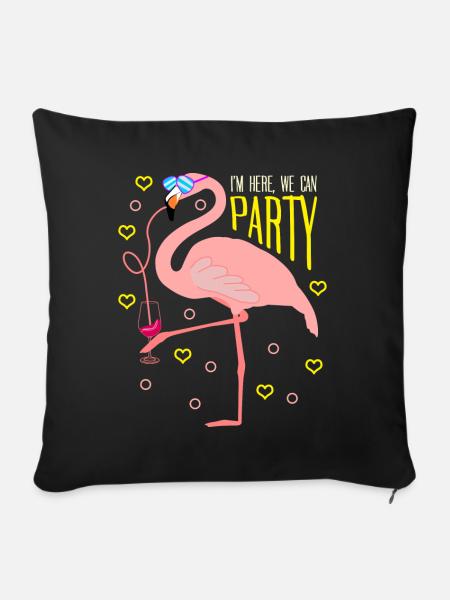 Flamingo Party Flamingos - Sofakissenbezug 45 x 45 cm - Schwarz