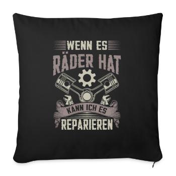 Reperatur Werkstatt Auto Mechaniker Geschenk - Sofakissenbezug 45 x 45 cm - Schwarz - Vorne