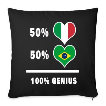 Drapeaux 100% fantastiques du Brésil et de l’Italie - Housse de coussin décorative 45 x 45 cm - noir - Devant