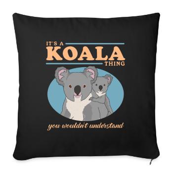 Koala Koala Ours | Koala Koala Bear Cadeau - Housse de coussin décorative 45 x 45 cm - noir - Devant