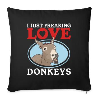 Donkey donkey owner donkey lover donkey gift - Sofa pillowcase 17,3'' x 17,3'' (45 x 45 cm) - black - Front