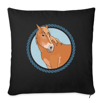 Haflinger Cheval Haffi Cadeau du propriétaire de chevaux - Housse de coussin décorative 45 x 45 cm - noir - Devant