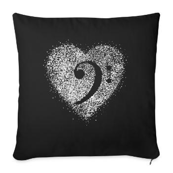 Clef de basse Chanteur basse violoncelle Cours de chant - Housse de coussin décorative 45 x 45 cm - noir - Devant