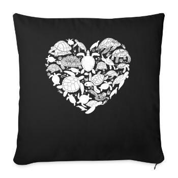 Sea Turtle Tortoise Heart - Sofa pillowcase 17,3'' x 17,3'' (45 x 45 cm) - black - Front