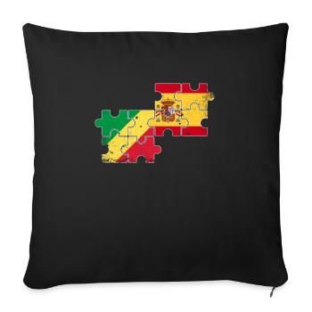 République du Congo Espagne Vintage Flag Congolais - Housse de coussin décorative 45 x 45 cm - noir - Devant