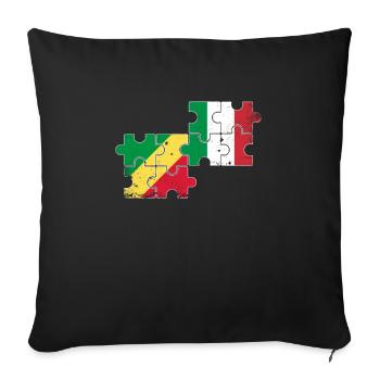 République du Congo Italie Drapeau d’époque Congole - Housse de coussin décorative 45 x 45 cm - noir - Devant