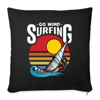 Go Windsurfer Surfboarder aime les sports extrêmes - Housse de coussin décorative 45 x 45 cm - noir - Devant