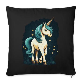 Licorne mignonne Kawaii Fantasy Anime Licorne - Housse de coussin décorative 45 x 45 cm - noir - Devant